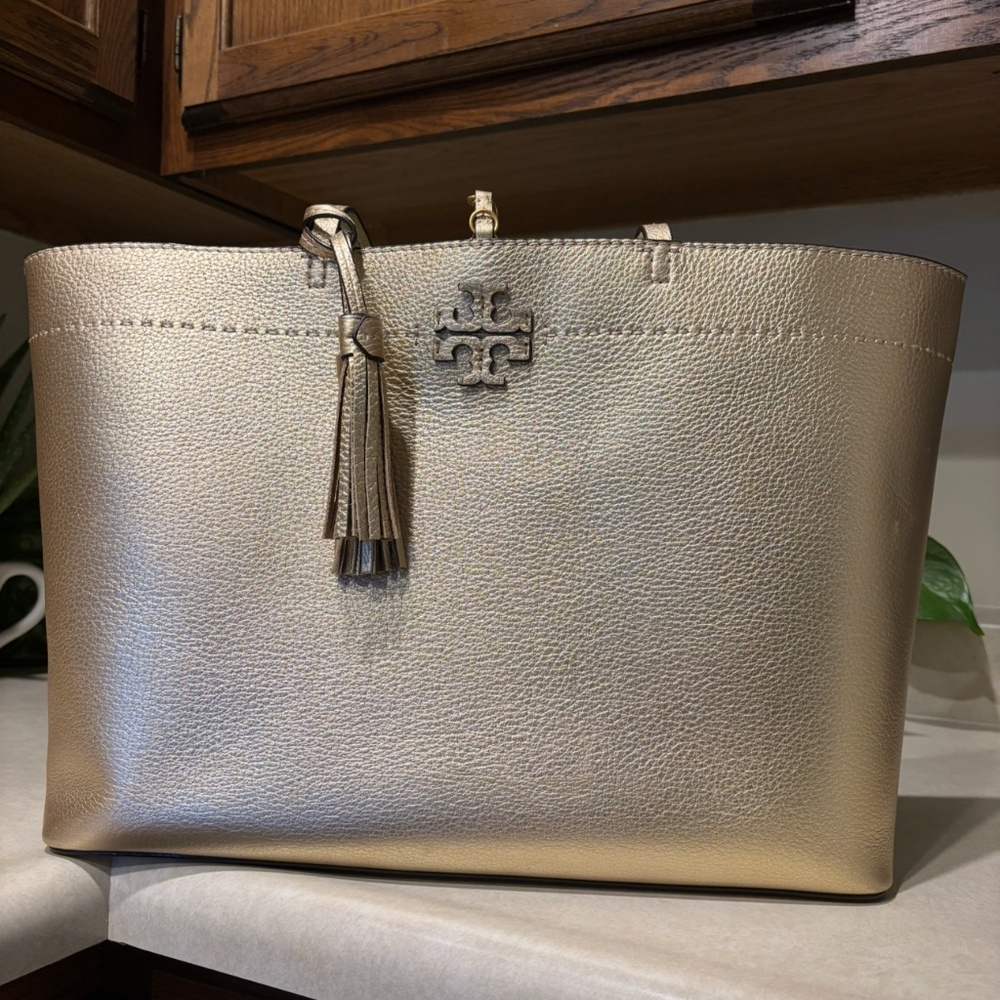 Tory Burch McGraw Metallic Leather Tote